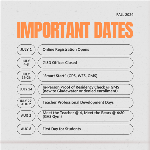  GISD Important Dates